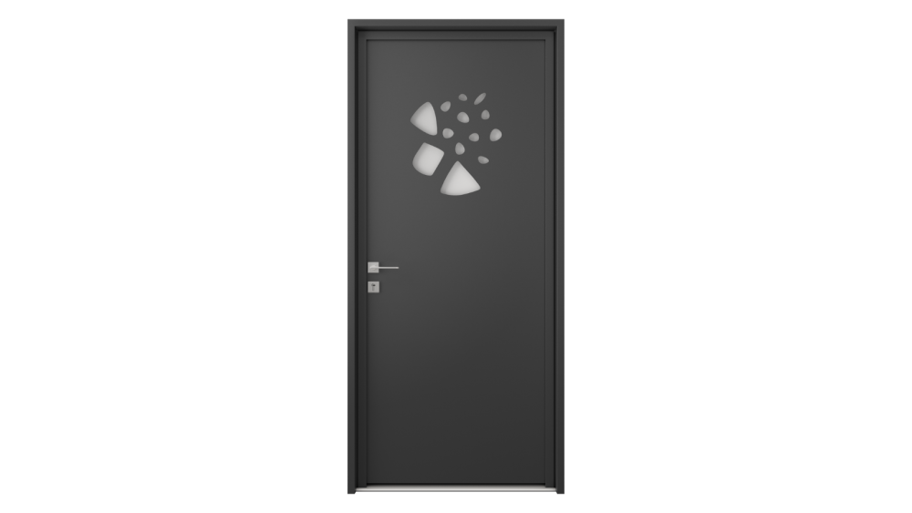 Porte d'entrée aluminium ZANTE Porte d'entrée grise avec décor original parsemé